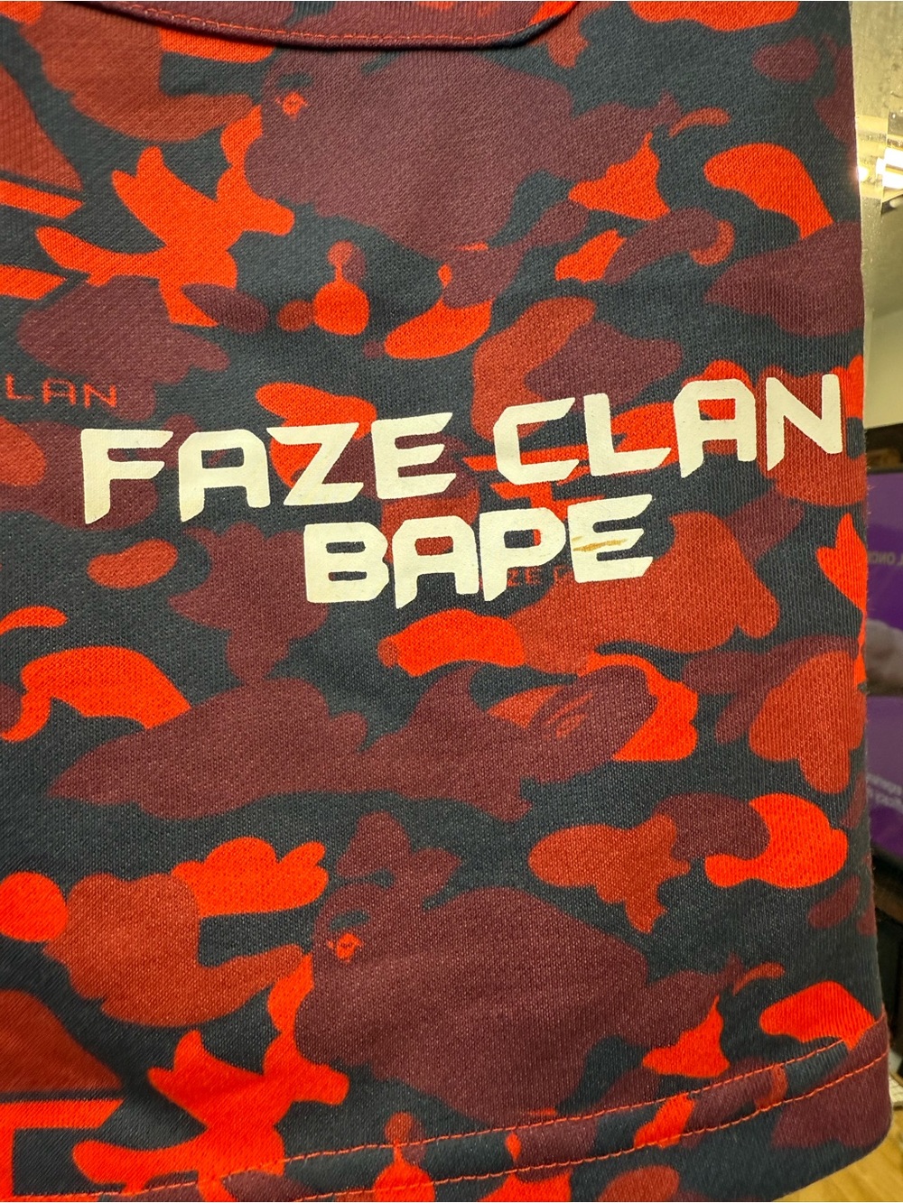 Bape FaZe Clan Red & Black Camo Athletic Shorts - Picture 8 of 10